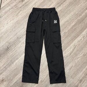 New York Yankees MLB Black Cargo Pants Mens Size 30 Elastic Waist Polyester